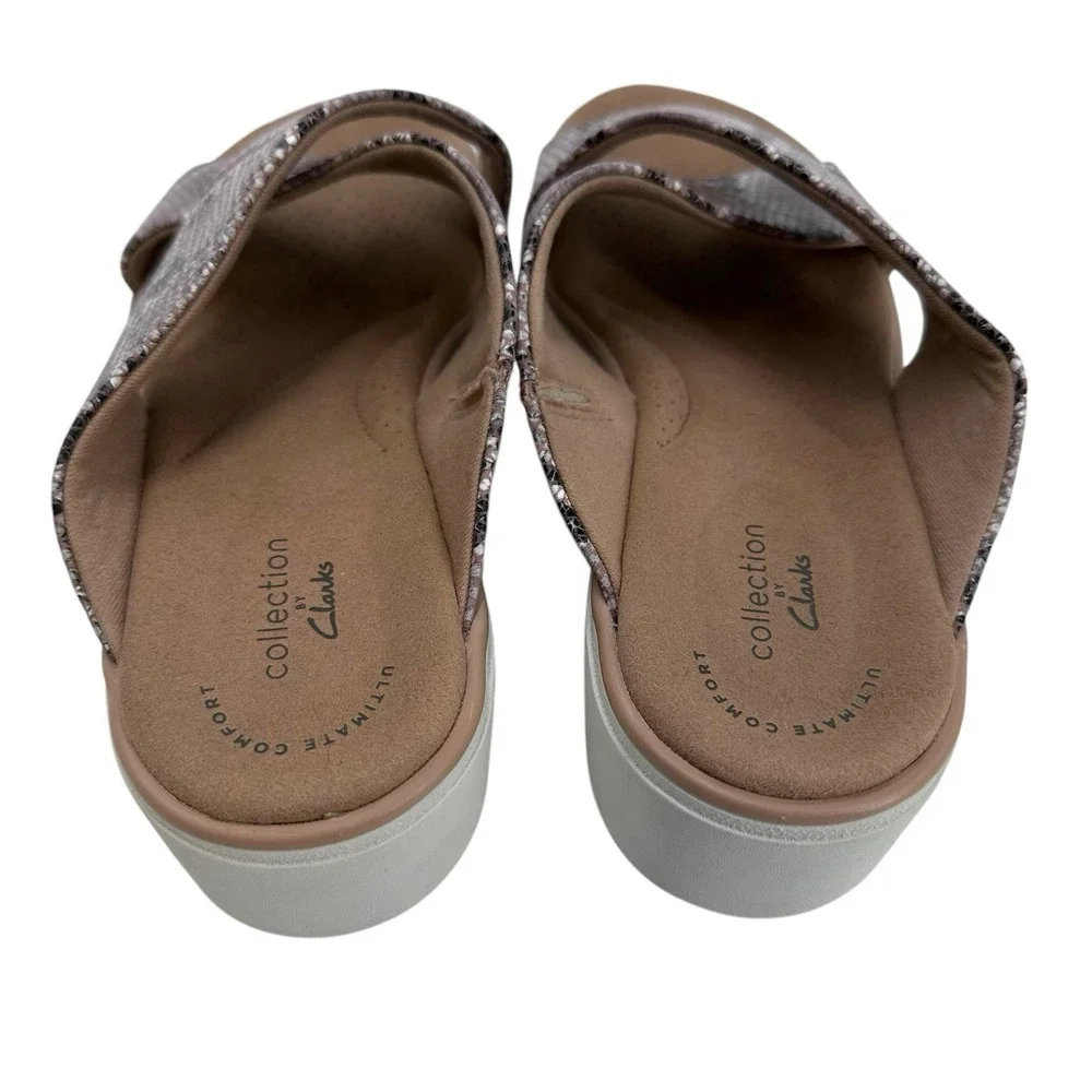 Clarks Jillian Gem Sandal in Natural Snake Women's Size‎ 7 W Slide Slip on Flats